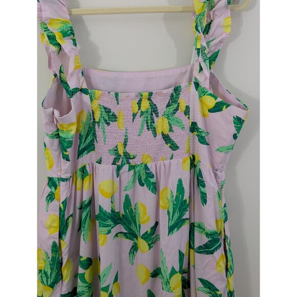 J. Crew Women’s Squareneck Midi Tiered Dress Lemon Print Ruffle Size 14 Preppy - Picture 8 of 8